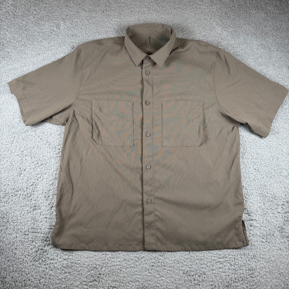 Lululemon Shirt Mens Large Brown Airing Easy Performance Button Up Short Sleeve